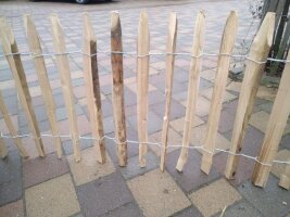 Staketenzaun 60 cm hoch mit einem Lattabstand von 4-6 cm.
