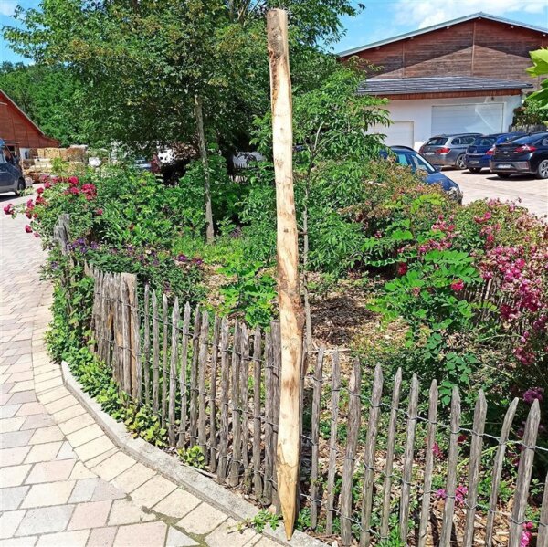Zaunpfahl Kastanie Höhe 200 cm rund zu Zaun Höhe 150 cm Durchmesser ca 5-7cm mit Spitze