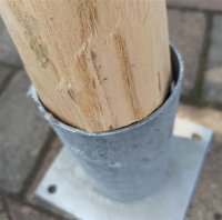 Pfosten aus Kastanie Rundholz mit Einschlagbodenhülse lang 120cm lang 8cm Ø