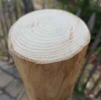 Pfosten aus Kastanie Rundholz mit Aufschraubbodenhülse 100cm lang 8cm Ø